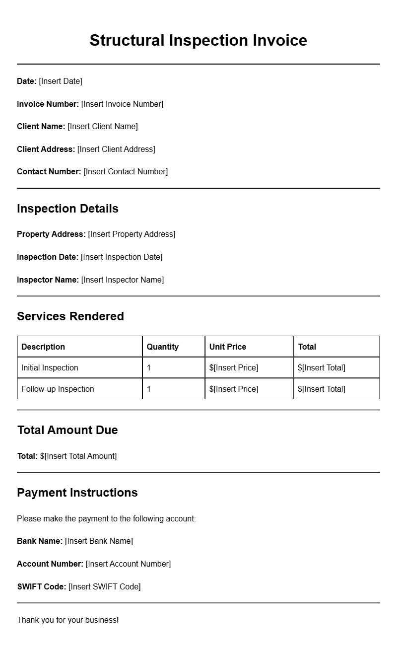 Structural Inspection Invoice Templates for Your Business Needs