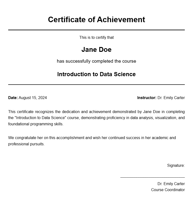Student Certificate Samples for Different Occasions