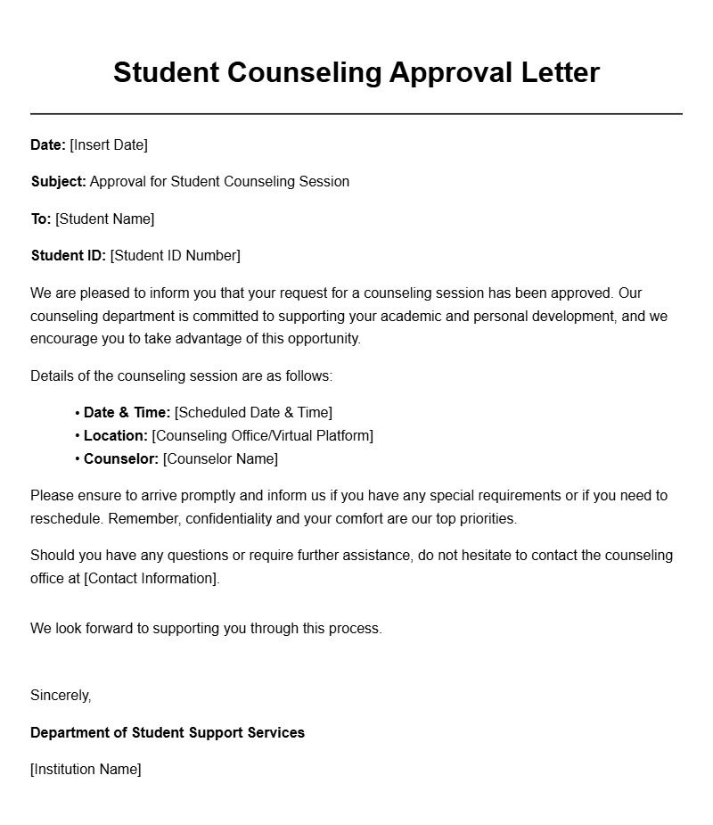 Sample Student Counseling Approval Letters for Your Reference