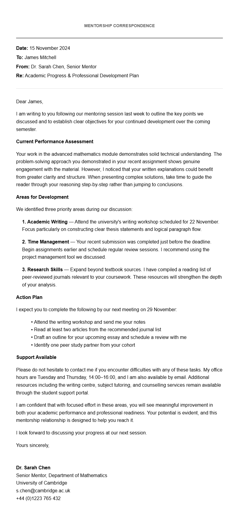Student Mentoring Letter Samples and Templates