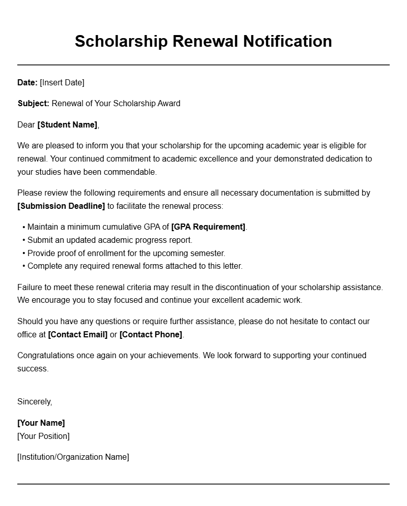 Student Scholarship Renewal Letter Templates for Success