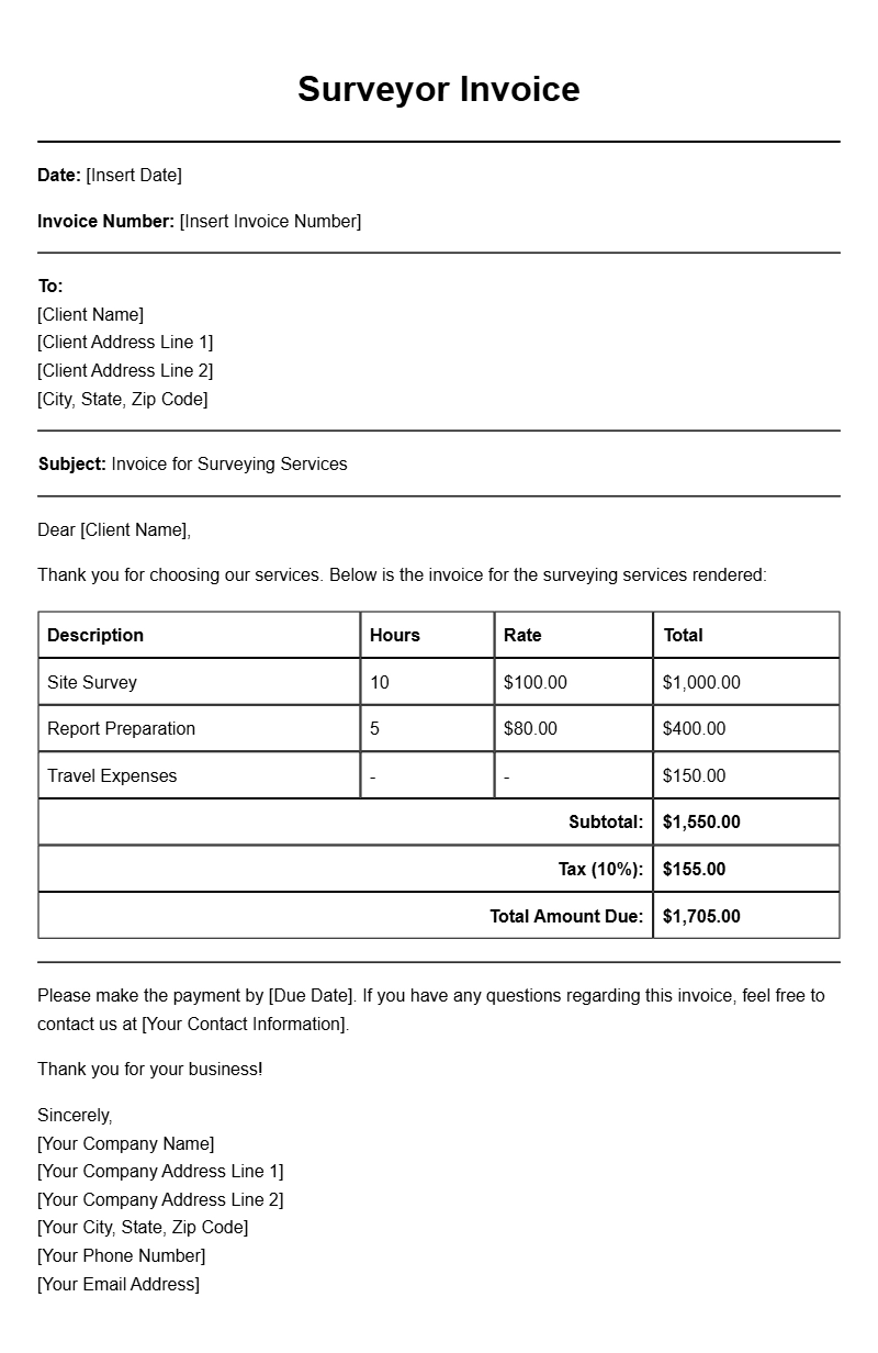Professional Surveyor Invoice Templates for Your Business
