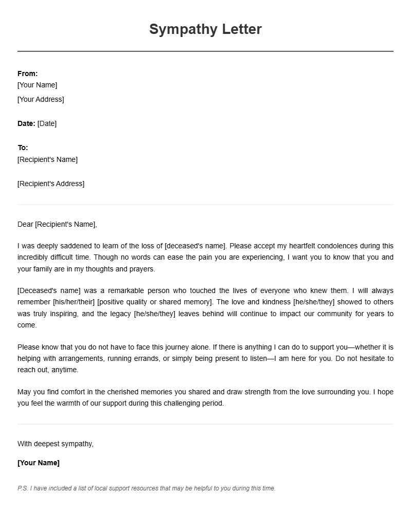 Sympathy Letter Templates and Guide