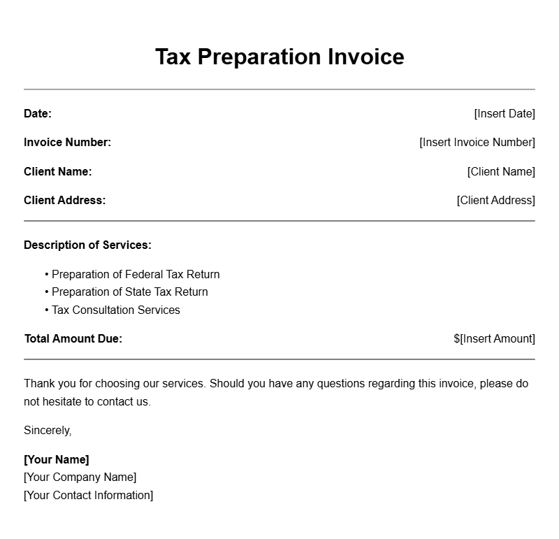 Tax Preparer Invoice Templates for Efficient Billing