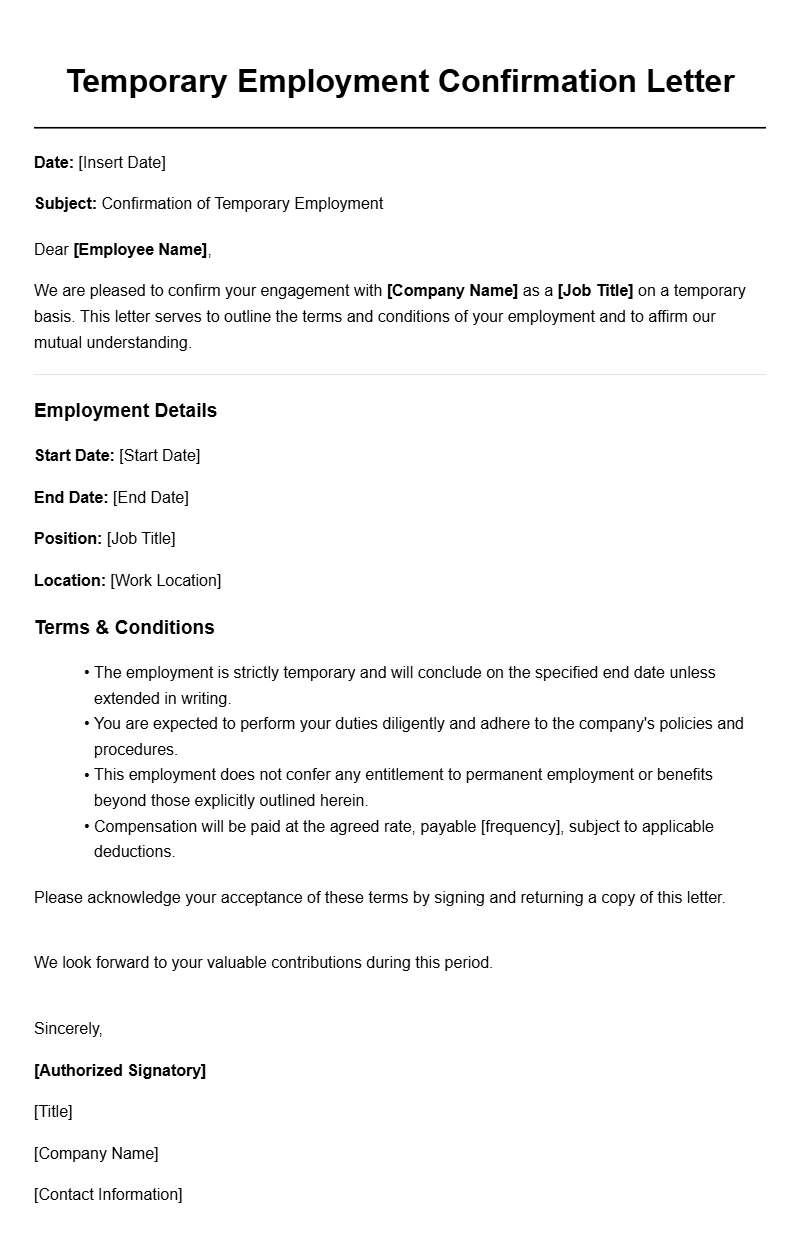 Effective Temporary Employment Letter Templates for Your Needs