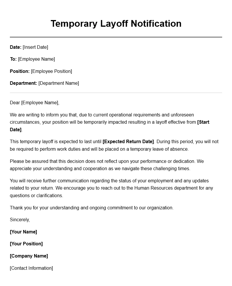 Sample Temporary Layoff Letter Templates and Guides