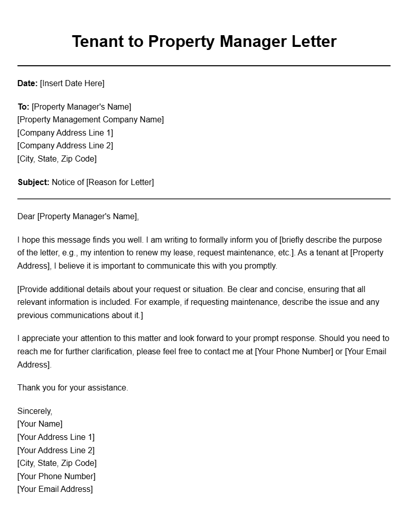 Tenant to Property Manager Letter Samples for Easy Use