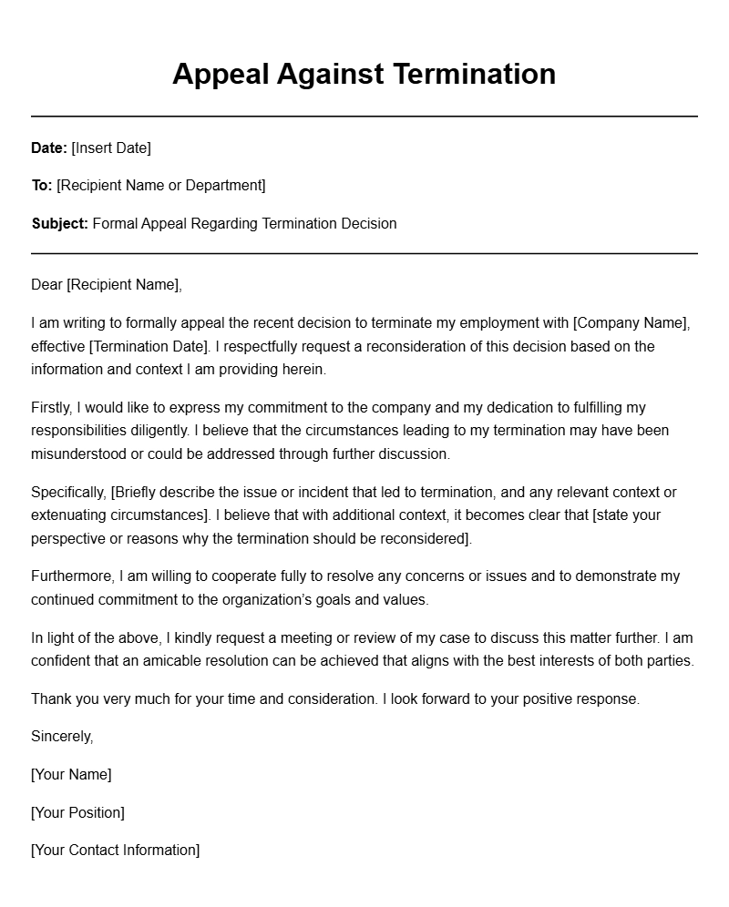 Effective Termination Appeal Letter Templates for Employees