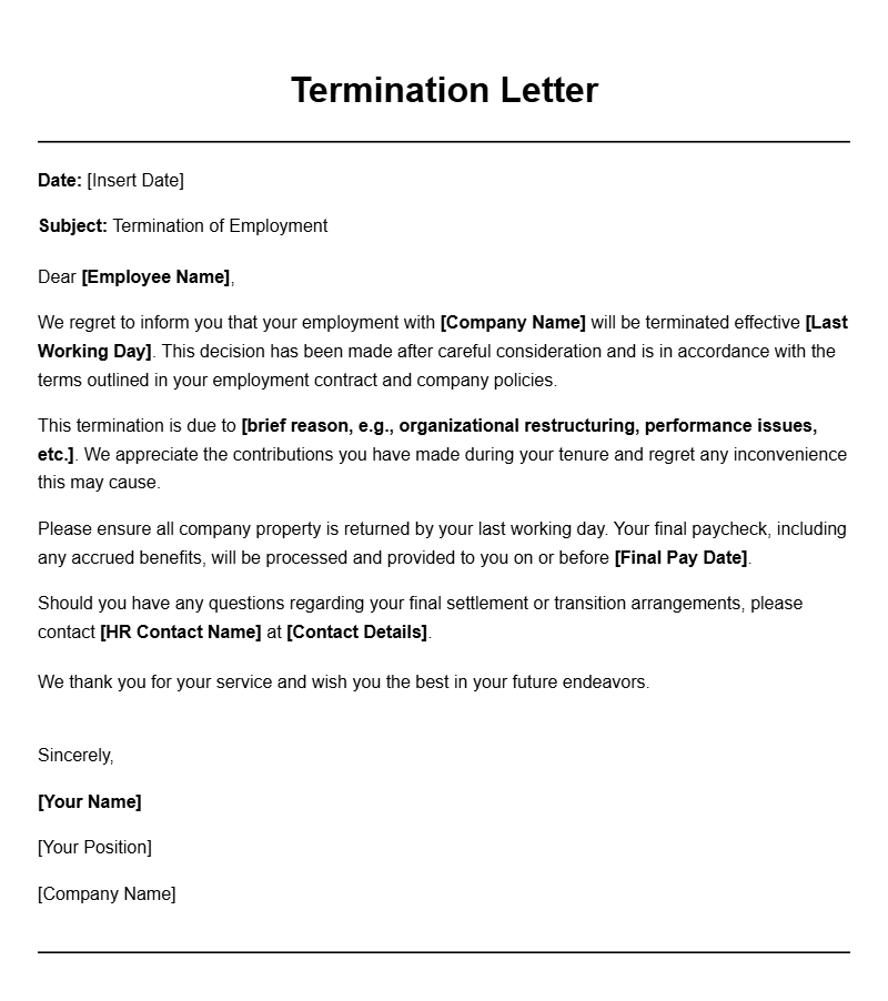 Effective Termination Letter Templates for Professional Use