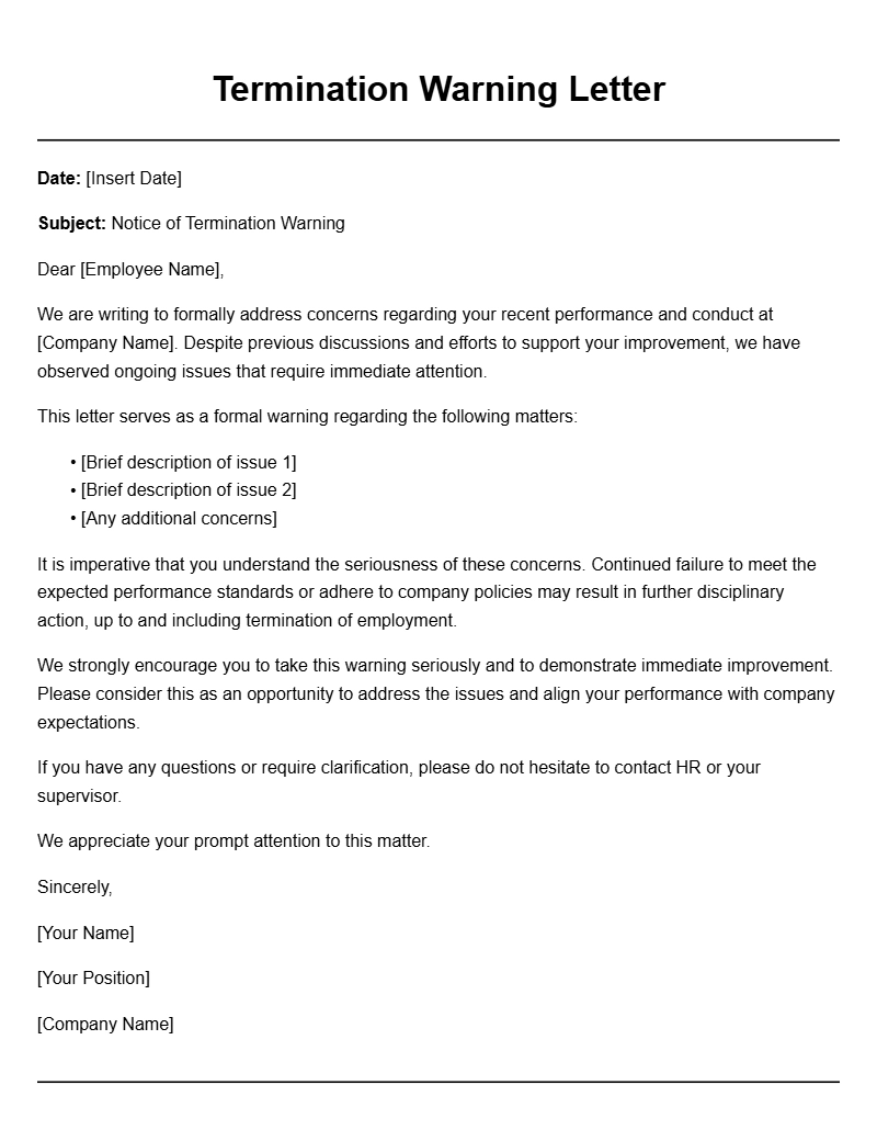 Effective Termination Warning Letter Samples for Employers