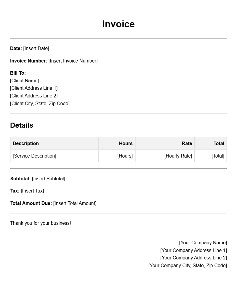 Time and Materials Invoice Templates for Your Business Needs