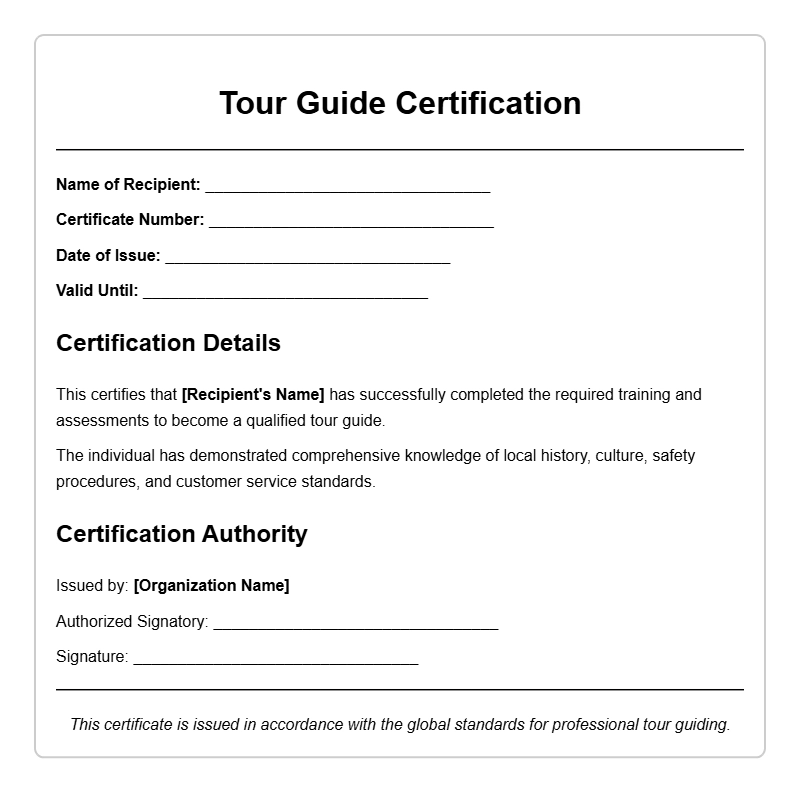 Tour Guide Certificate Templates for Professional Recognition