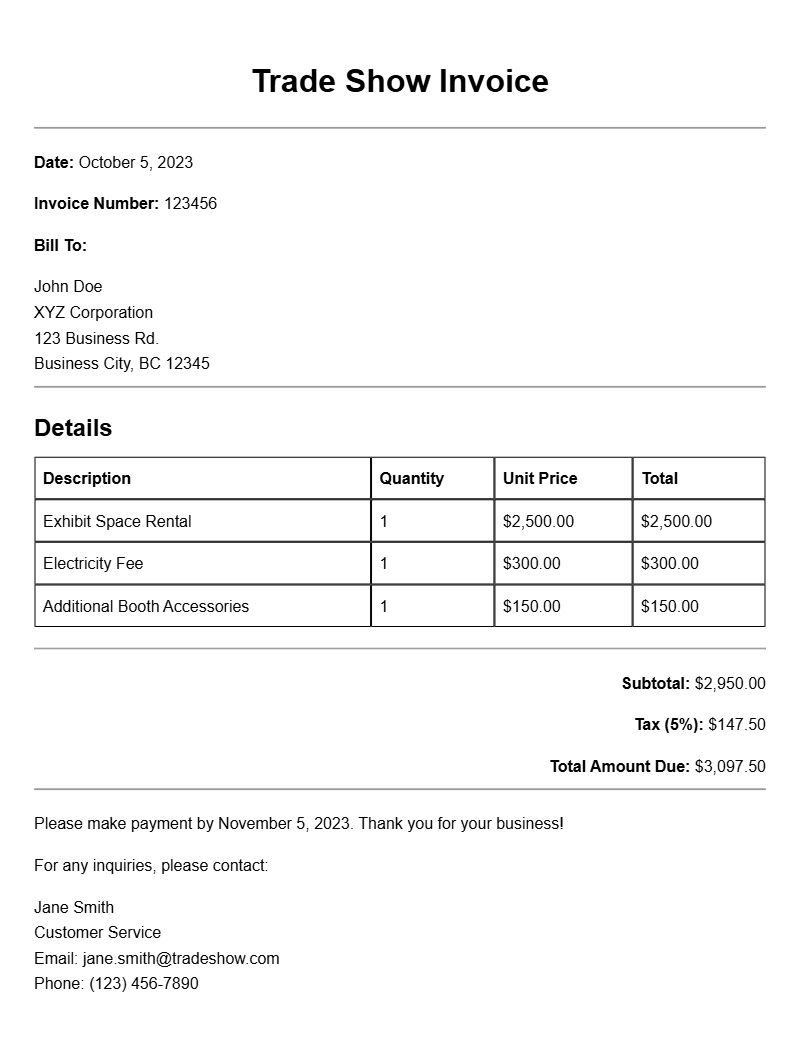 Trade Show Invoice Templates for Your Business Needs