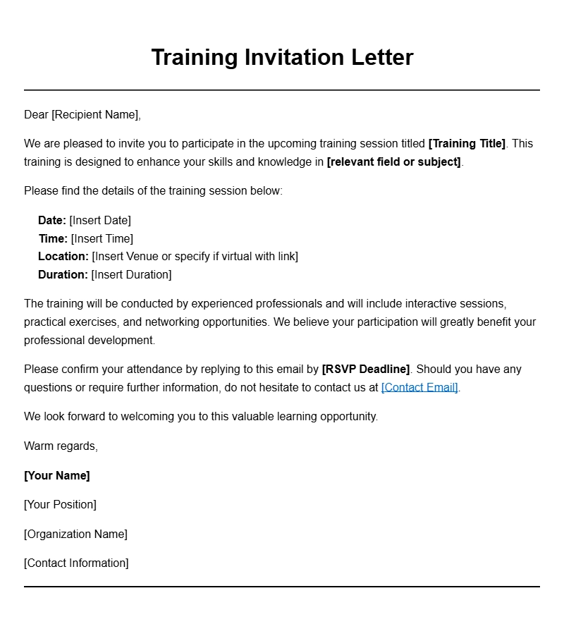 Effective Training Invitation Letter Templates for Your Events