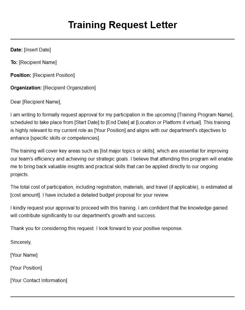 Training Request Letter Templates for Professional Use