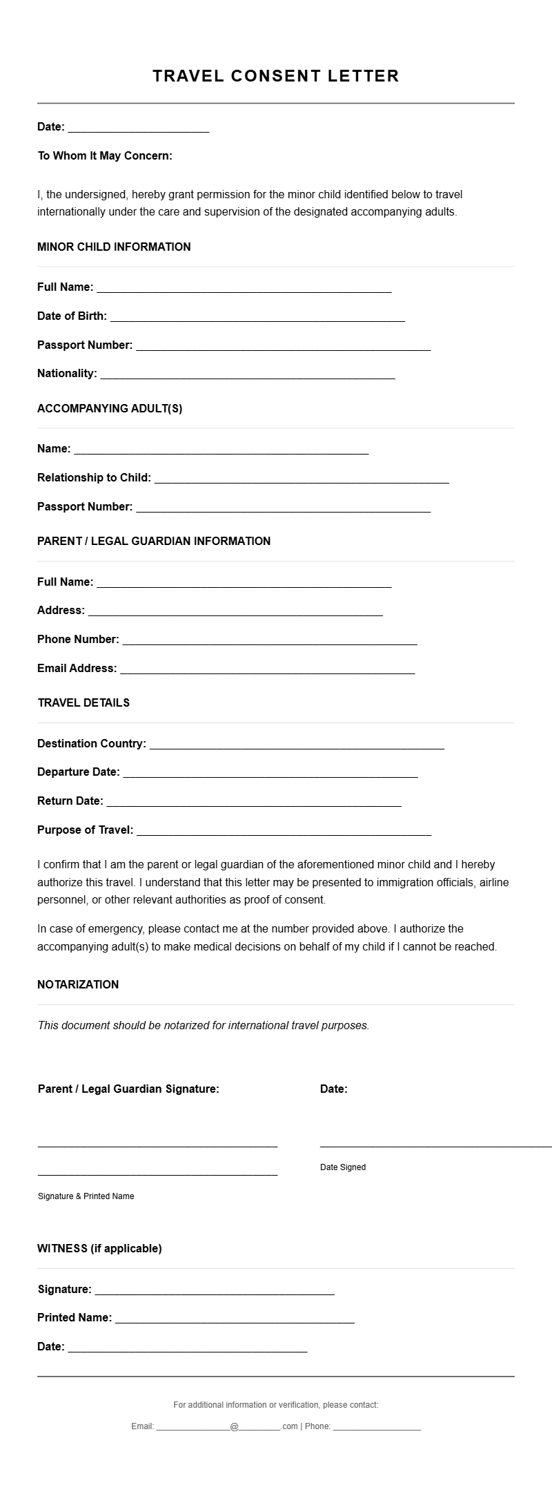 Travel Consent Letter Templates