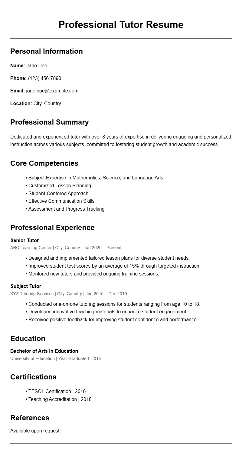 Tutor Resume Templates to Help You Stand Out