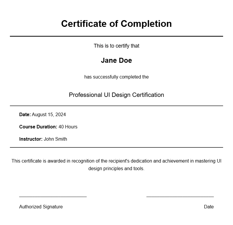 Beautiful UI Designer Certificate Templates for Your Recognition