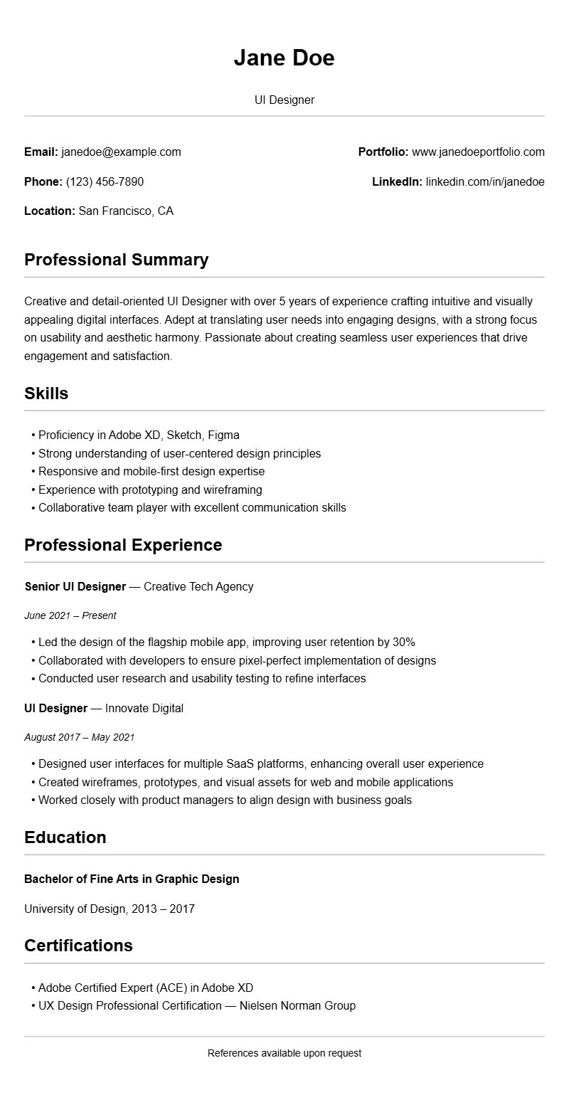 UI Designer Resume Samples to Showcase Your Skills