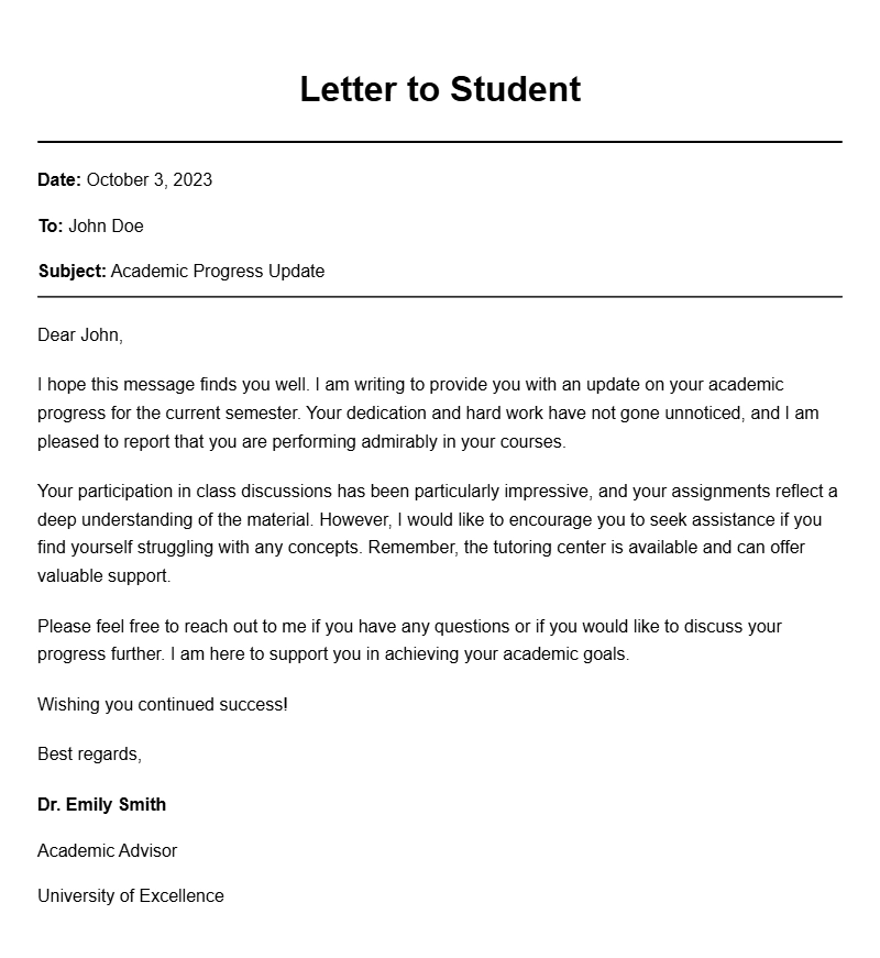 University Student Letter Samples for Effective Communication University Student Letter Samples for Effective Communication