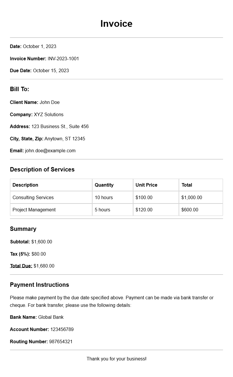 Usage-Based Invoice Samples for Effective Billing Practices