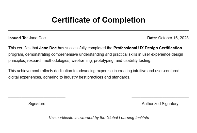 UX Designer Certificate Samples to Showcase Your Skills