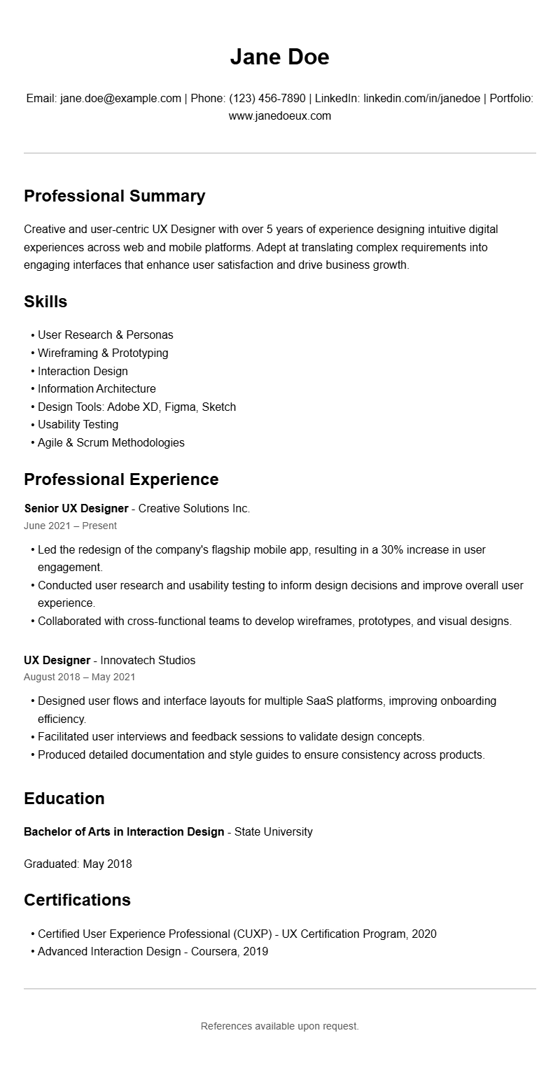 UX Designer Resume Samples to Showcase Your Skills