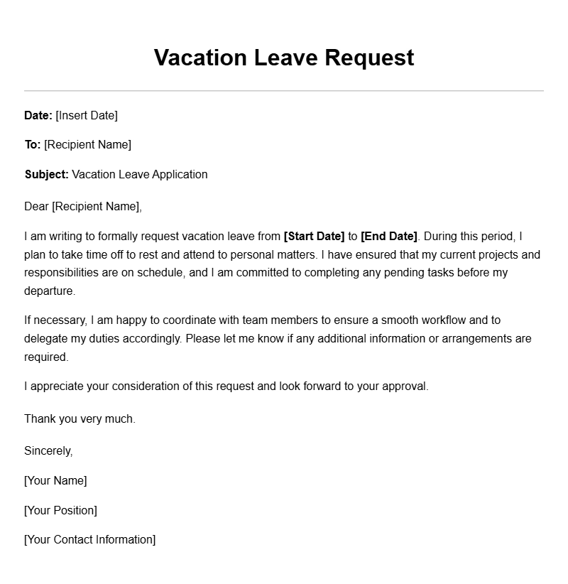 Effective Vacation Request Letter Templates for Your Needs