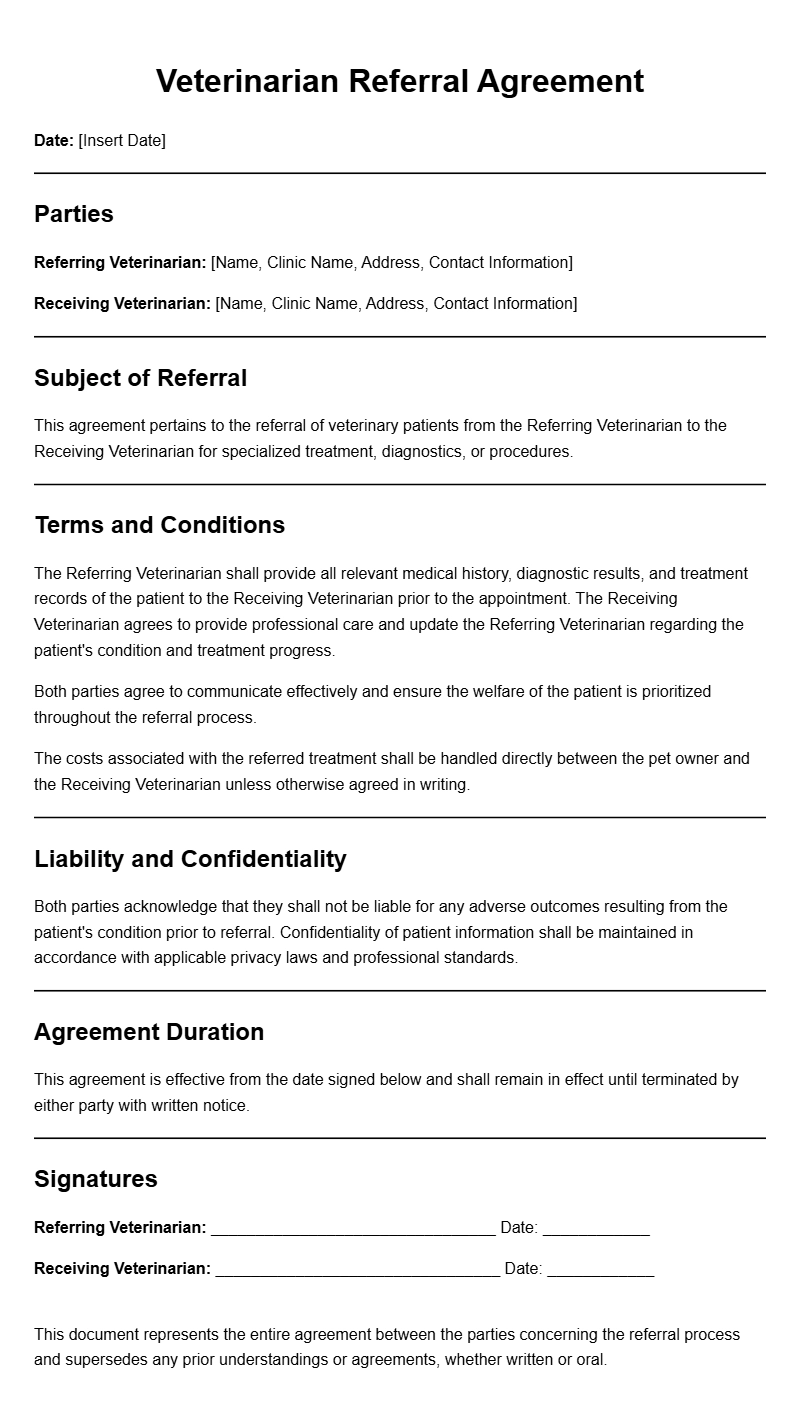 Veterinarian Referral Agreement Templates for Professionals