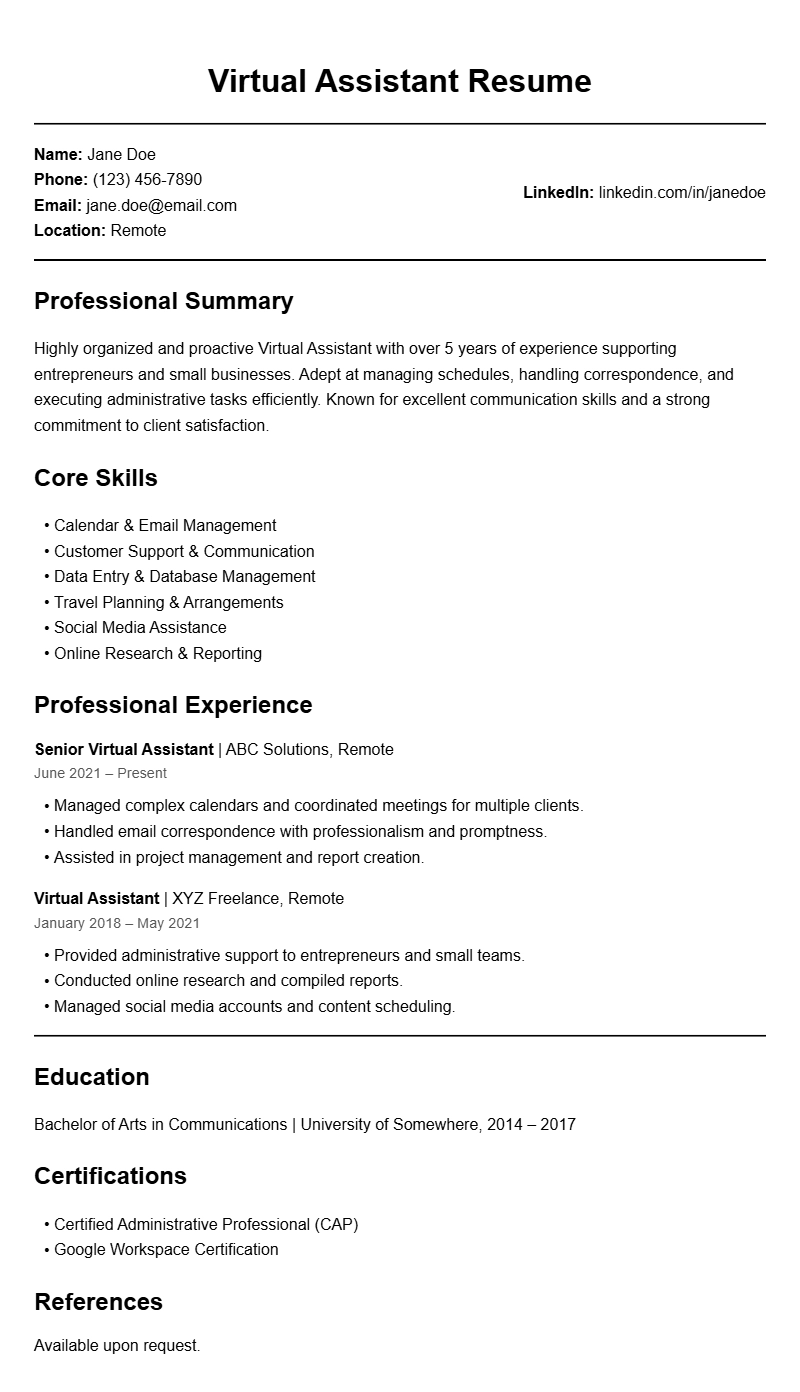 Best Virtual Assistant Resume Templates to Boost Your Job Search