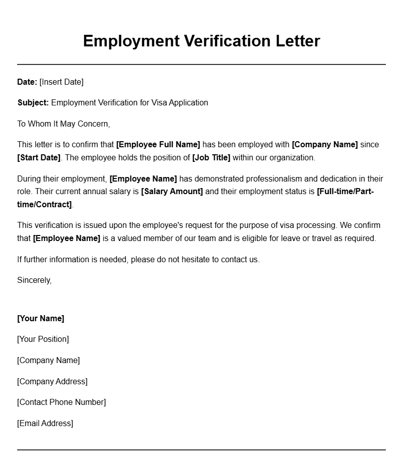 Effective Visa Employment Letter Templates for Your Application