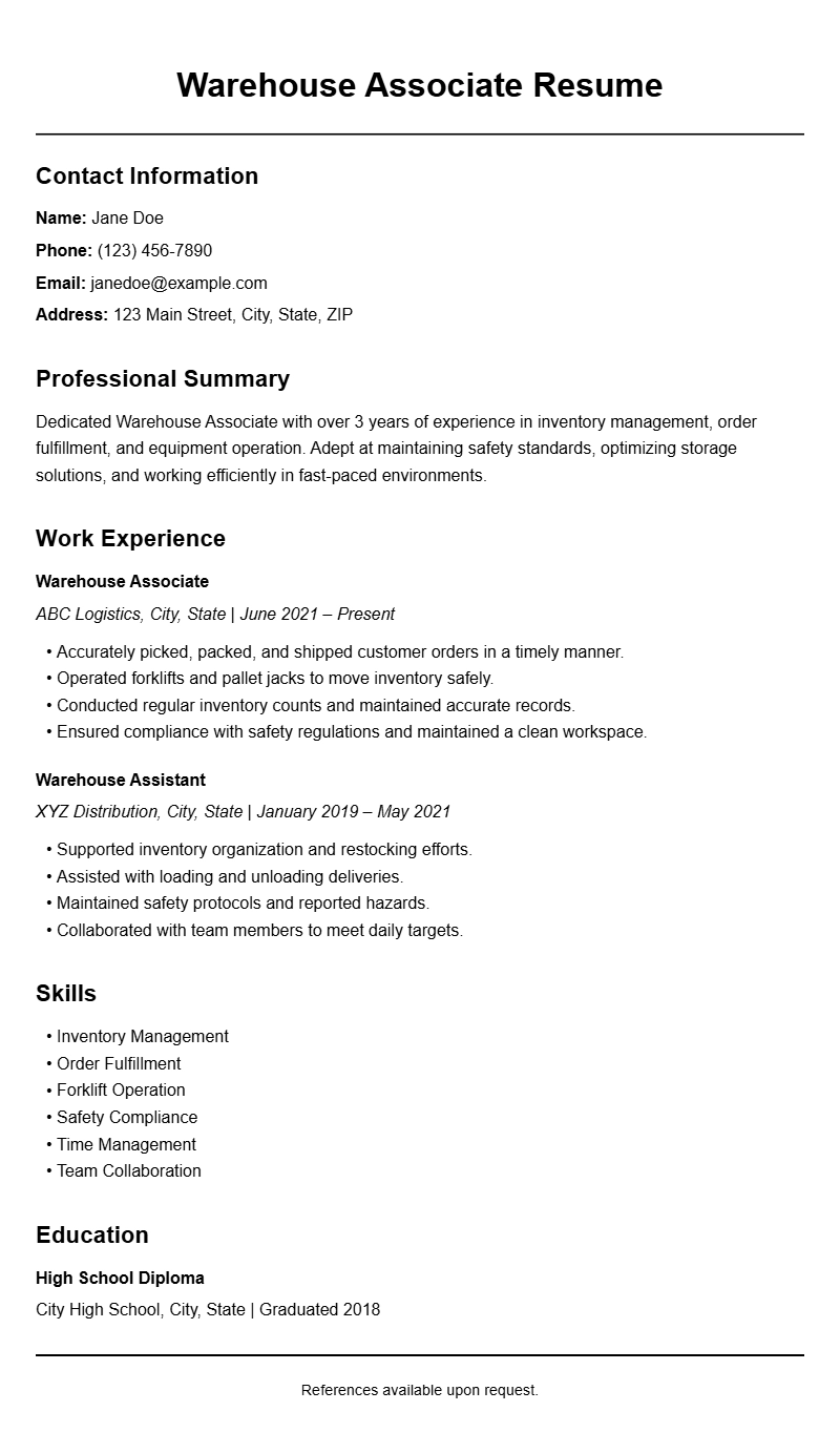 Best Warehouse Associate Resume Templates for a Strong Application