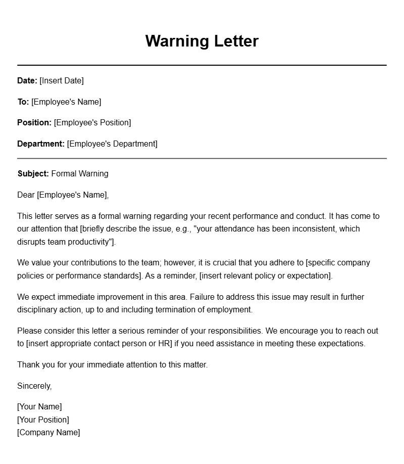 Effective Warning Letter Templates for Various Situations