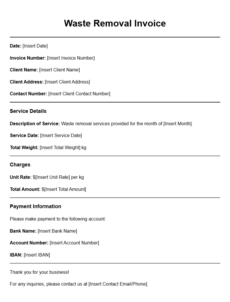 Waste Removal Invoice Templates for Easy Billing Solutions