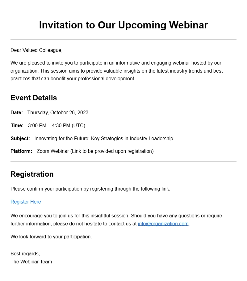 Professional Webinar Invitation Letter Templates for Success