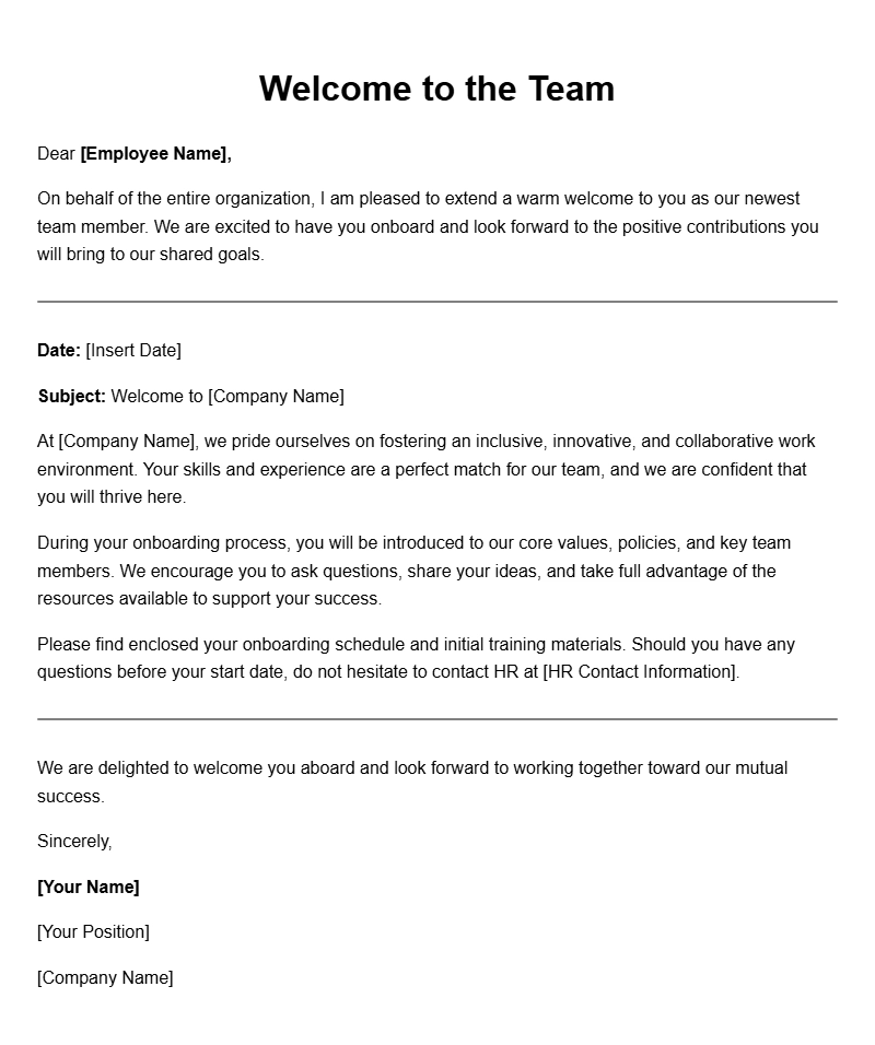 Sample Welcome Employee Letters for a Warm Introduction