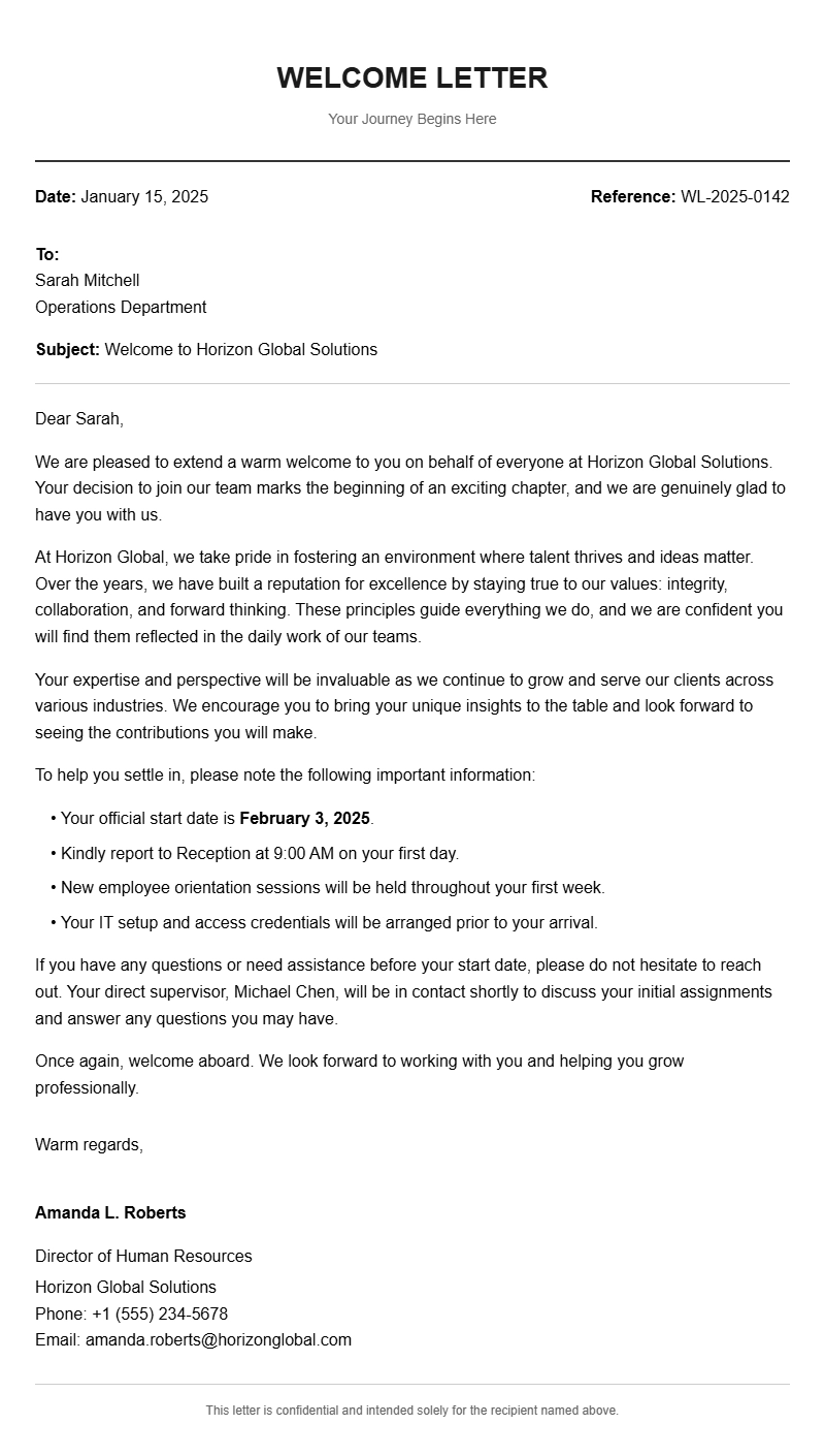 Welcome Letter Samples and Templates