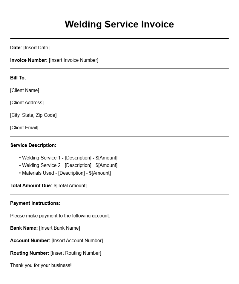 Professional Welder Invoice Templates for Your Business