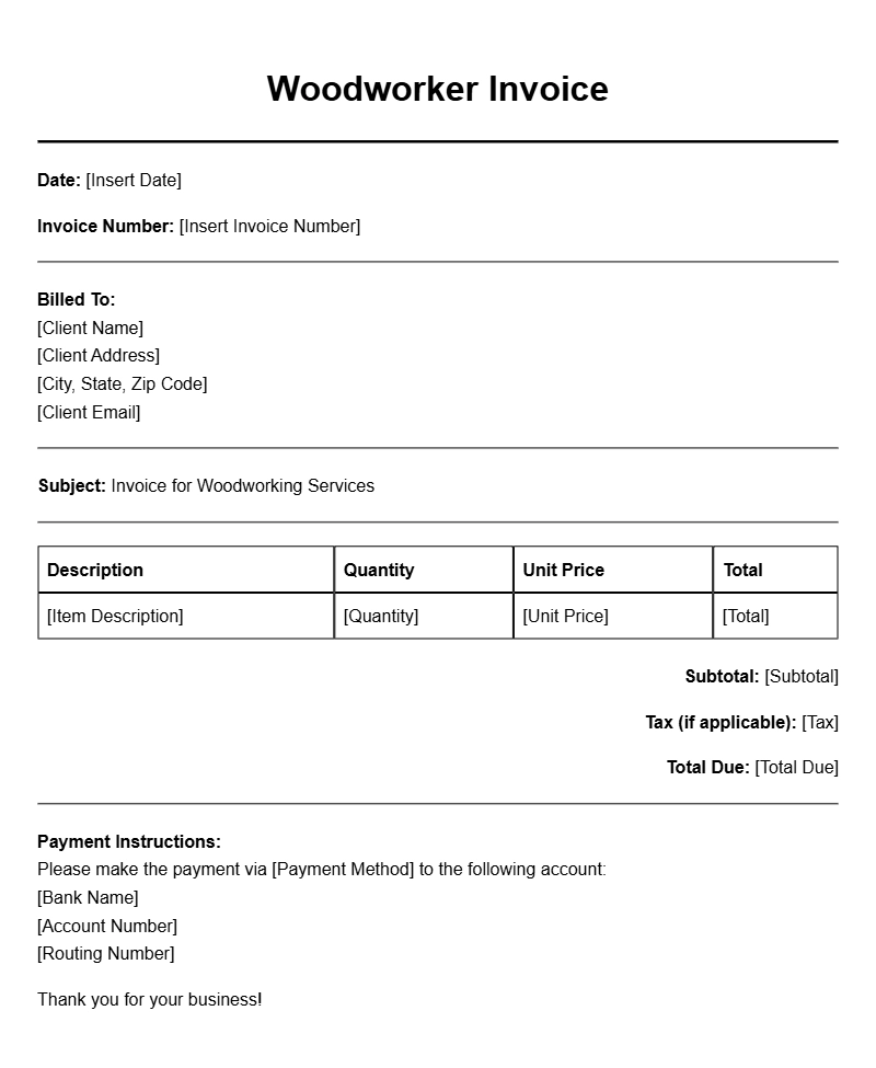 Essential Woodworker Invoice Templates for Your Business