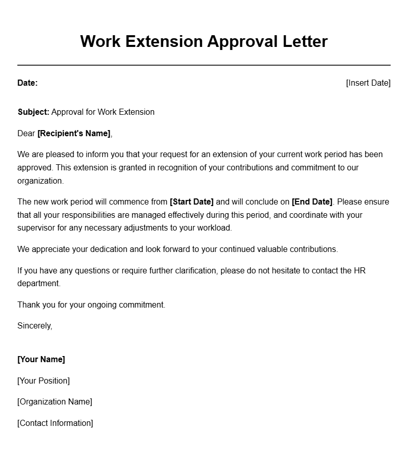 Professional Work Extension Letter Templates for Employees