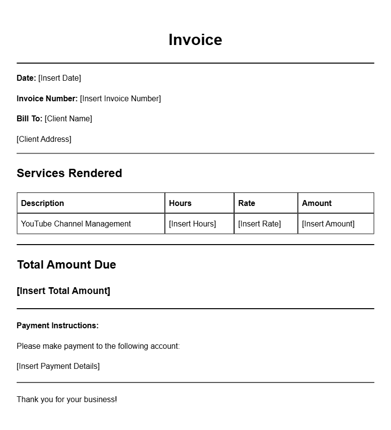 YouTube Manager Invoice Templates for Easy Billing